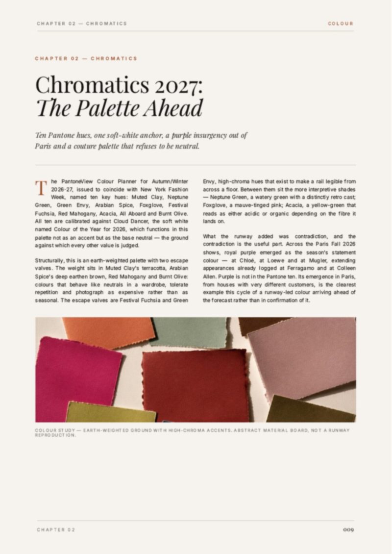 Interior page preview — Color & Chromatics — The 2027 Fashion Trend Report