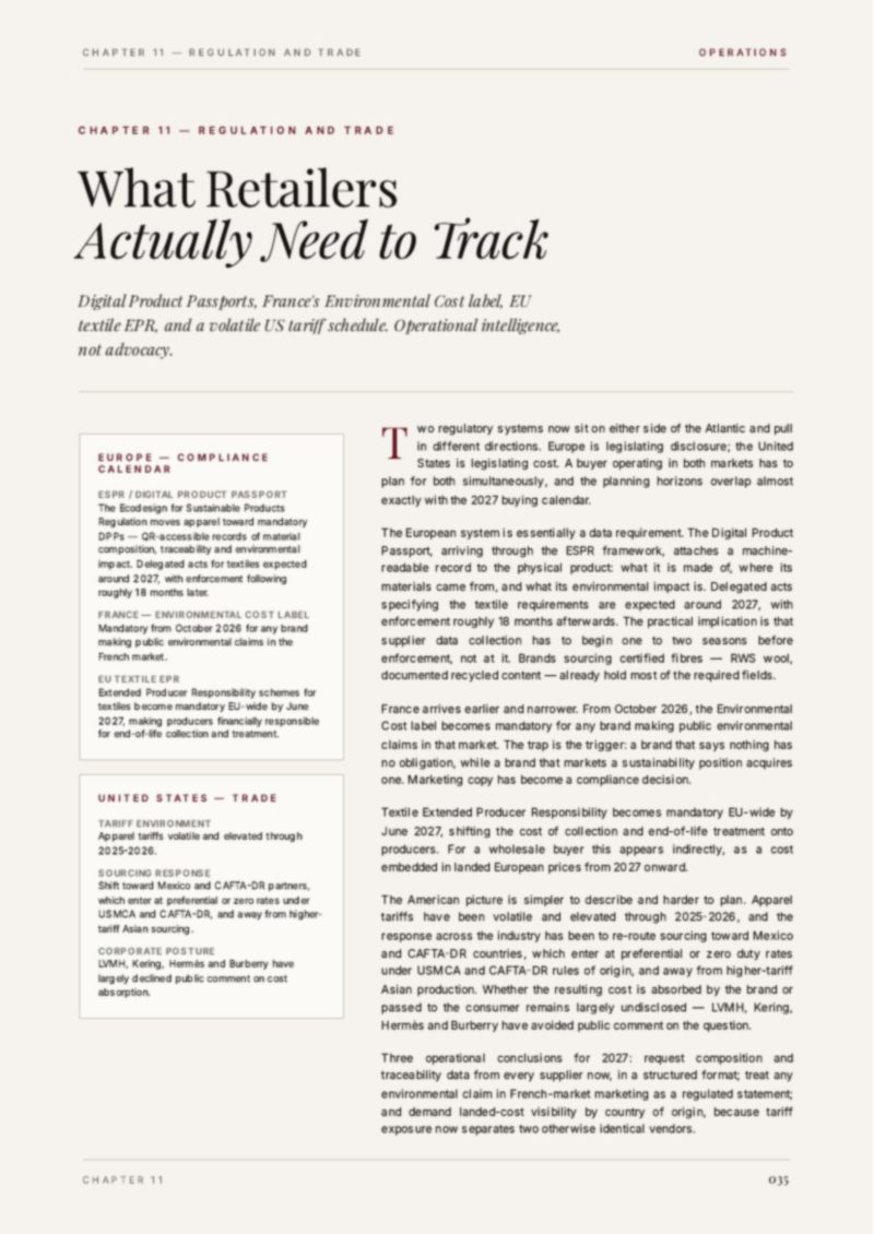 Interior page preview — Regulation & Trade — The 2027 Fashion Trend Report
