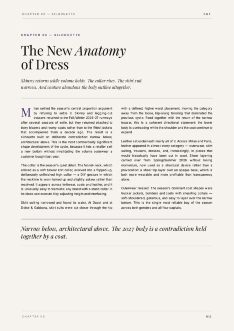 Interior page preview — Silhouette & Tailoring — The 2027 Fashion Trend Report